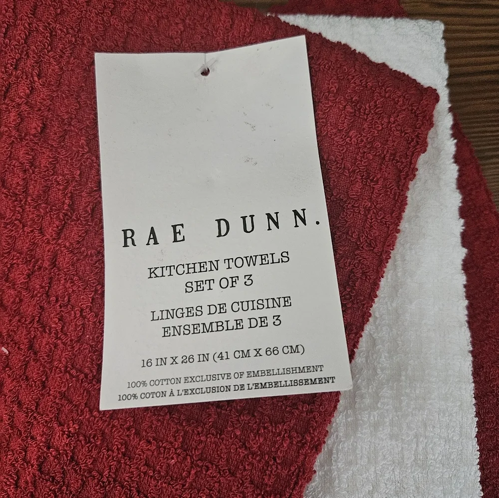 Rae Dunn Love Always Red and White Towel Set